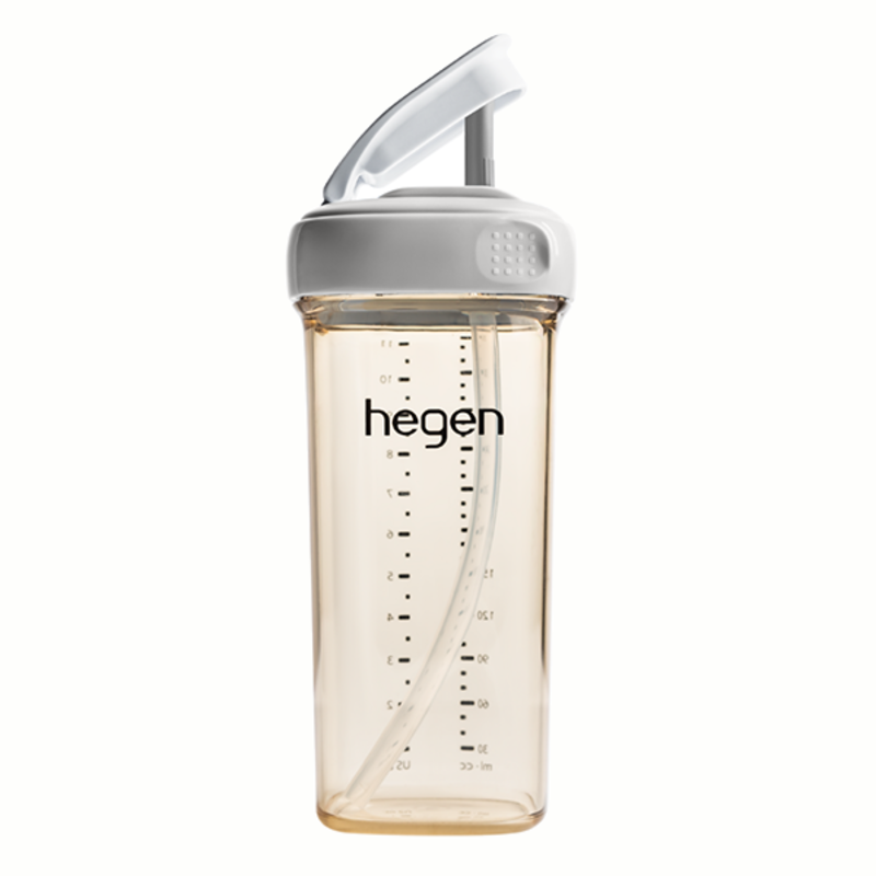 Bình tập uống Hegen Straw cup PPSU 330ml màu xám