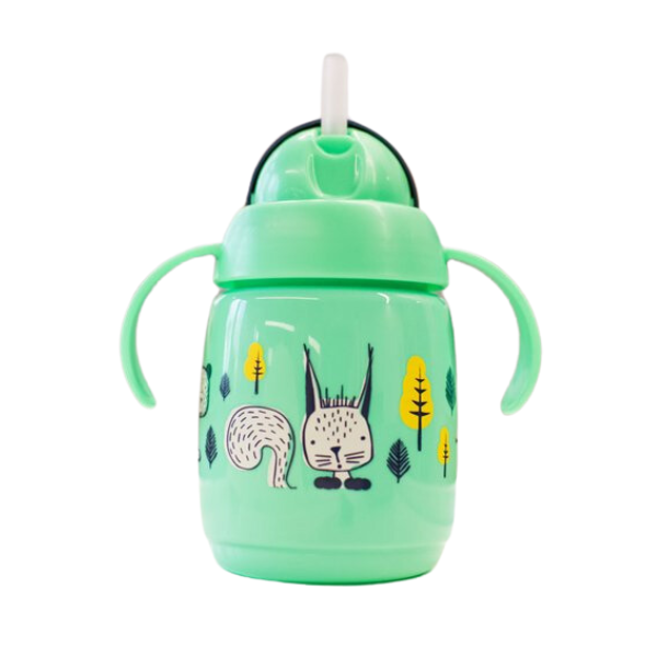 Bình tập uống nước có ống hút đáy nặng kháng khuẩn chống tràn cho bé Tommee Tippee SuperStar 300ml, từ 6 tháng - Xanh lá