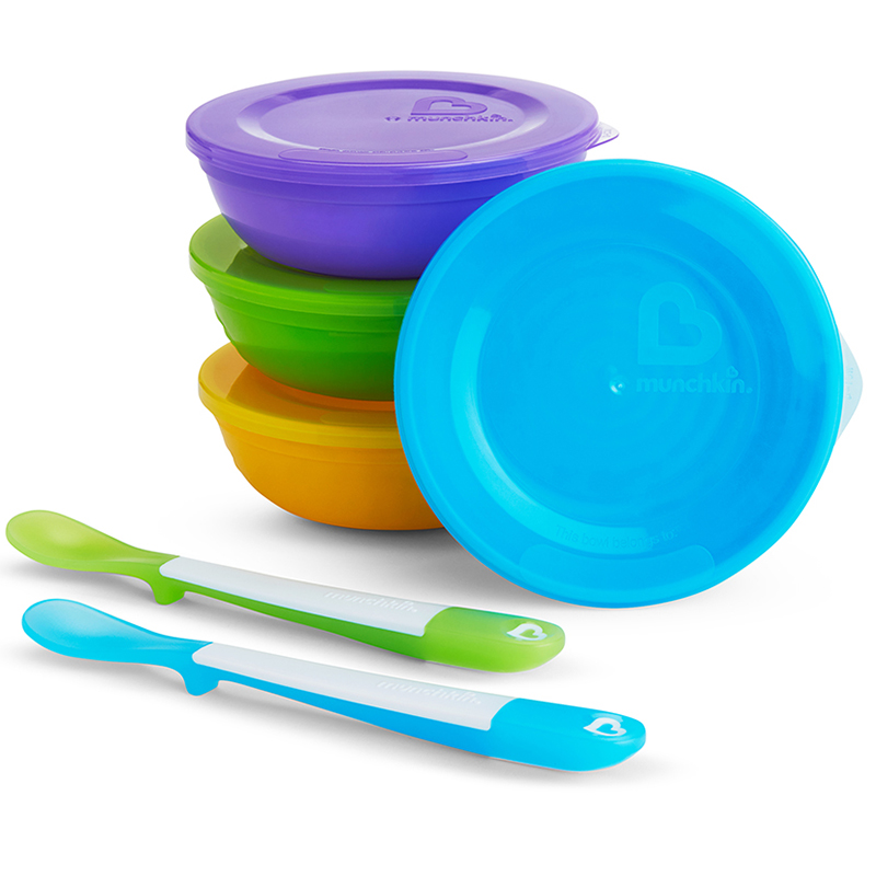 Bộ 4 bát có nắp + 2 Thìa Munchkin