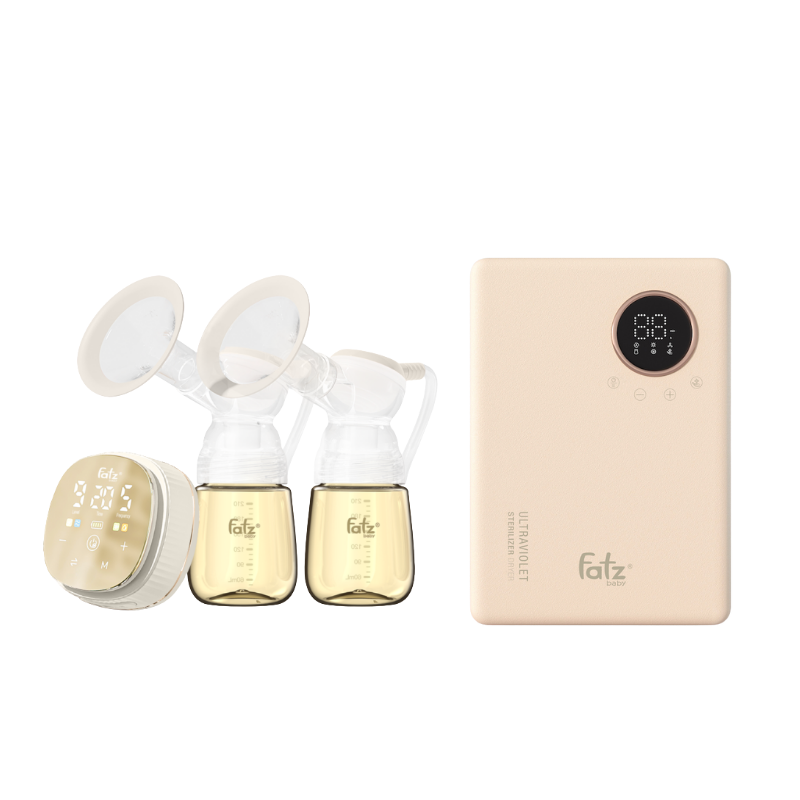 Combo Máy Hút Sữa Điện Đôi Fatzbaby Resonance 12 Plus + Máy Tiệt Trùng Sấy Khô UVC - LED Fatzbaby King 2