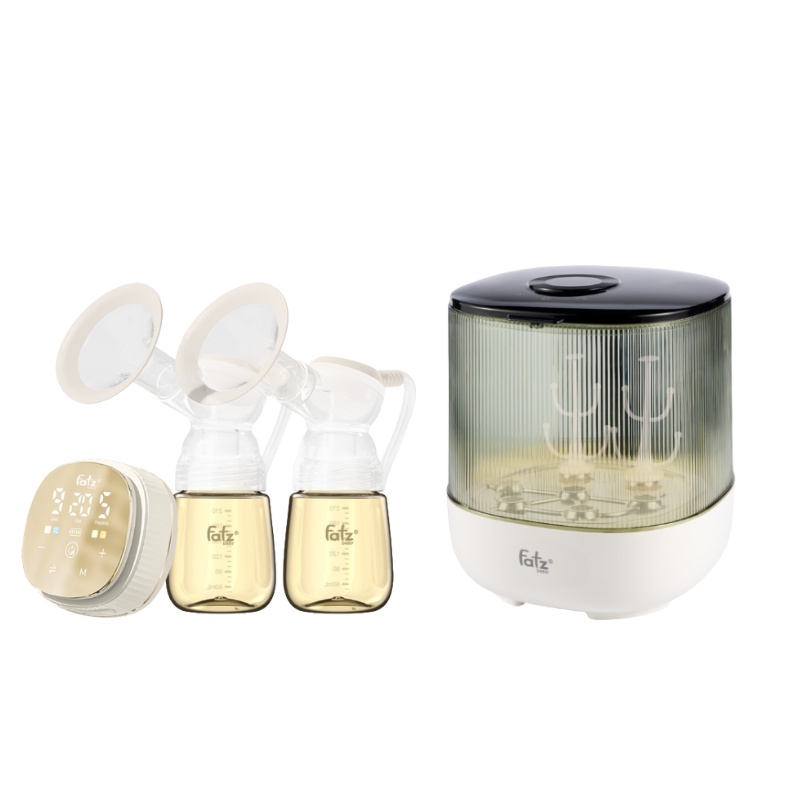 Combo Máy Hút Sữa Điện Đôi Fatzbaby Resonance 12 Plus + Máy Úp Bình Sữa, Bát Đĩa, Tiệt Trùng UVC, Sấy Khô & Bảo Quản Fatzbaby Tidy 7