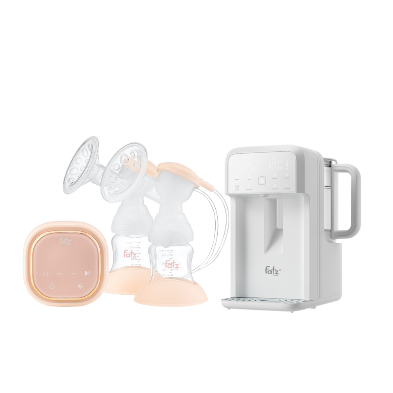 Combo Máy Hút Sữa Điện Đôi Fatzbaby Resonance 3 + Máy Đun Và Hâm Nước Pha Sữa Thông Minh Tiện Lợi Fatzbaby Smart 10 Plus