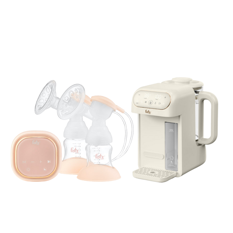Combo Máy Hút Sữa Điện Đôi Fatzbaby Resonance 3 + Máy Đun Và Hâm Nước Pha Sữa Thông Minh Tiện Lợi Fatzbaby Smart 12 Plus