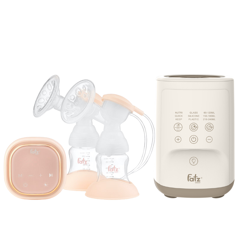 Combo Máy Hút Sữa Điện Đôi Fatzbaby Resonance 3 + Máy Hâm Sữa Và Lắc Sữa Thông Minh Fatzbaby Mono 16 Plus
