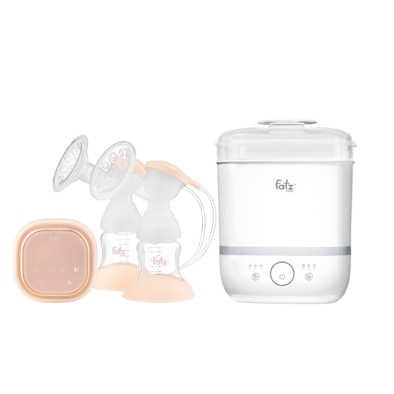 Combo Máy Hút Sữa Điện Đôi Fatzbaby Resonance 3 + Máy Tiệt Trùng Hơi Nước Sấy Khô Điện Tử Fatzbaby Sumo 6 Plus