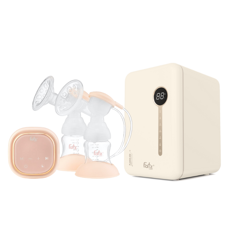 Combo Máy Hút Sữa Điện Đôi Fatzbaby Resonance 3 + Máy Tiệt Trùng Sấy Khô Khử Mùi UVC-LED Công Nghệ Nano Plasma Ion Fatzbaby PLASMAX 5