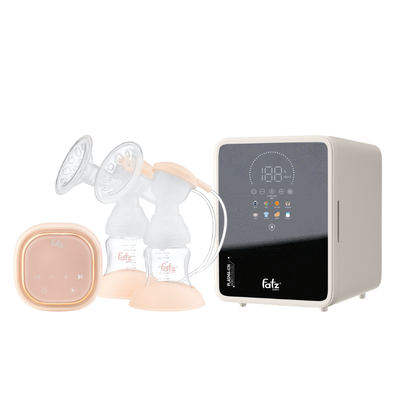 Combo Máy Hút Sữa Điện Đôi Fatzbaby Resonance 3 + Máy Tiệt Trùng Sấy Khô Khử Mùi UVC-LED Công Nghệ Nano Plasma Ion Fatzbaby PLASMAX 9