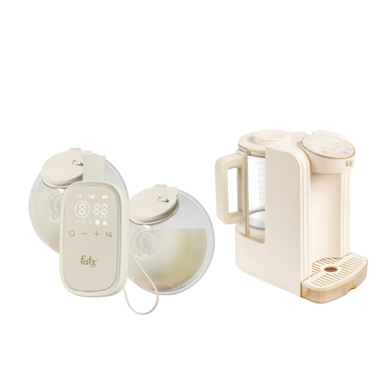 Combo Máy Hút Sữa Điện Đôi Rảnh Tay Fatzbaby TwinFree 5 +  Máy Đun Và Hâm Nước Pha Sữa Thông Minh Tiện Lợi Fatzbaby Smart 8 Plus