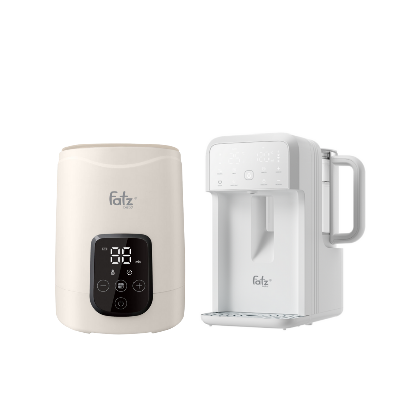Combo Máy Lắc Và Giữ Ấm Bình Sữa Thông Minh Cho Bé Fatzbaby Shake 3 Plus + Máy Đun Và Hâm Nước Pha Sữa Thông Minh Tiện Lợi Fatzbaby Smart 10 Plus