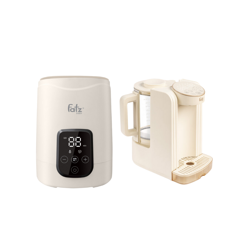 Combo Máy Lắc Và Giữ Ấm Bình Sữa Thông Minh Cho Bé Fatzbaby Shake 3 Plus + Máy Đun Và Hâm Nước Pha Sữa Thông Minh Tiện Lợi Fatzbaby Smart 8 Plus