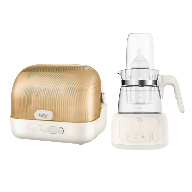Combo Máy Úp Bình Sữa, Tiệt Trùng UVC, Sấy Khô Và Bảo Quản Fatzbaby Tidy 6 + Máy Đun Và Hâm Nước Pha Sữa Điều Khiển Từ Xa Thông Minh Fatzbaby Quick 16 Plus