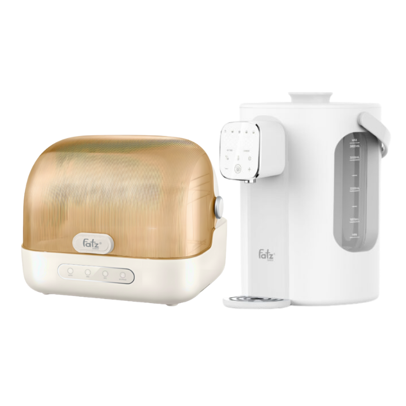 Combo Máy Úp Bình Sữa, Tiệt Trùng UVC, Sấy Khô Và Bảo Quản Fatzbaby Tidy 6 + Máy Đun Và Hâm Nước Pha Sữa Thông Minh Tiện Lợi Fatzbaby Smart 11 Plus