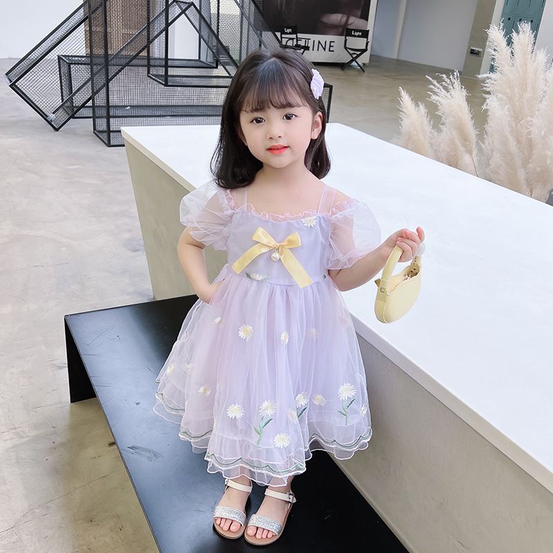 DV543 - Đầm Công Chúa Cho Bé Hở Vai - Màu Tím