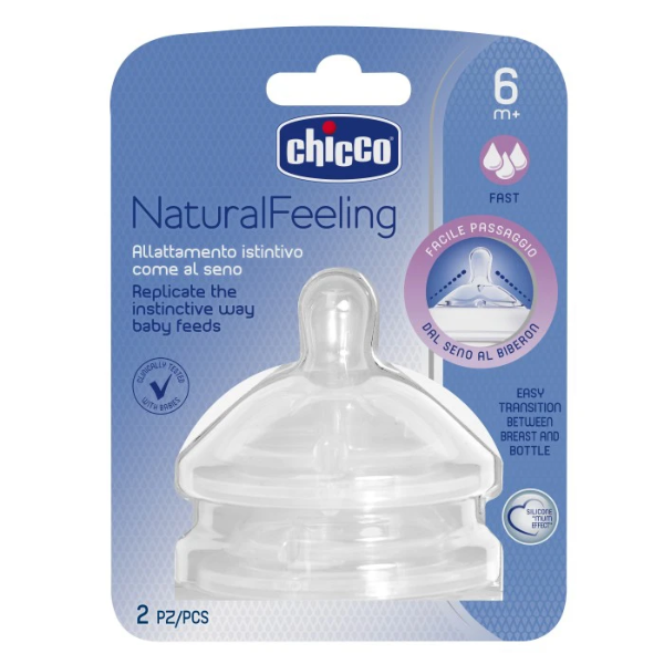 Hai Núm Ty Thay Natural Feeling Dòng Nhanh Chicco 6M+