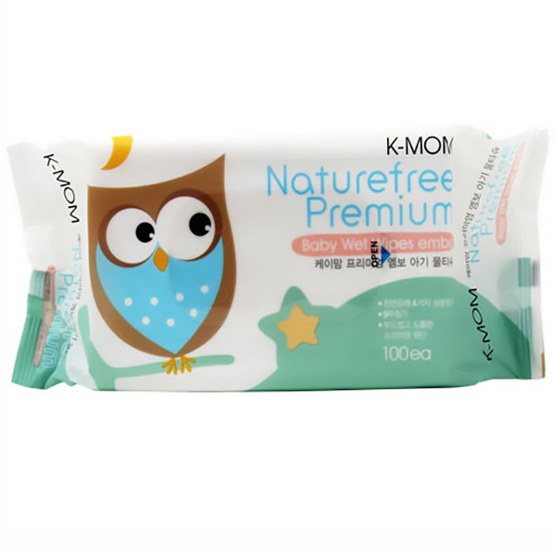 Khăn ướt cao cấp vân nổi K-Mom Hàn Quốc (100 chiếc) - Vỏ xanh