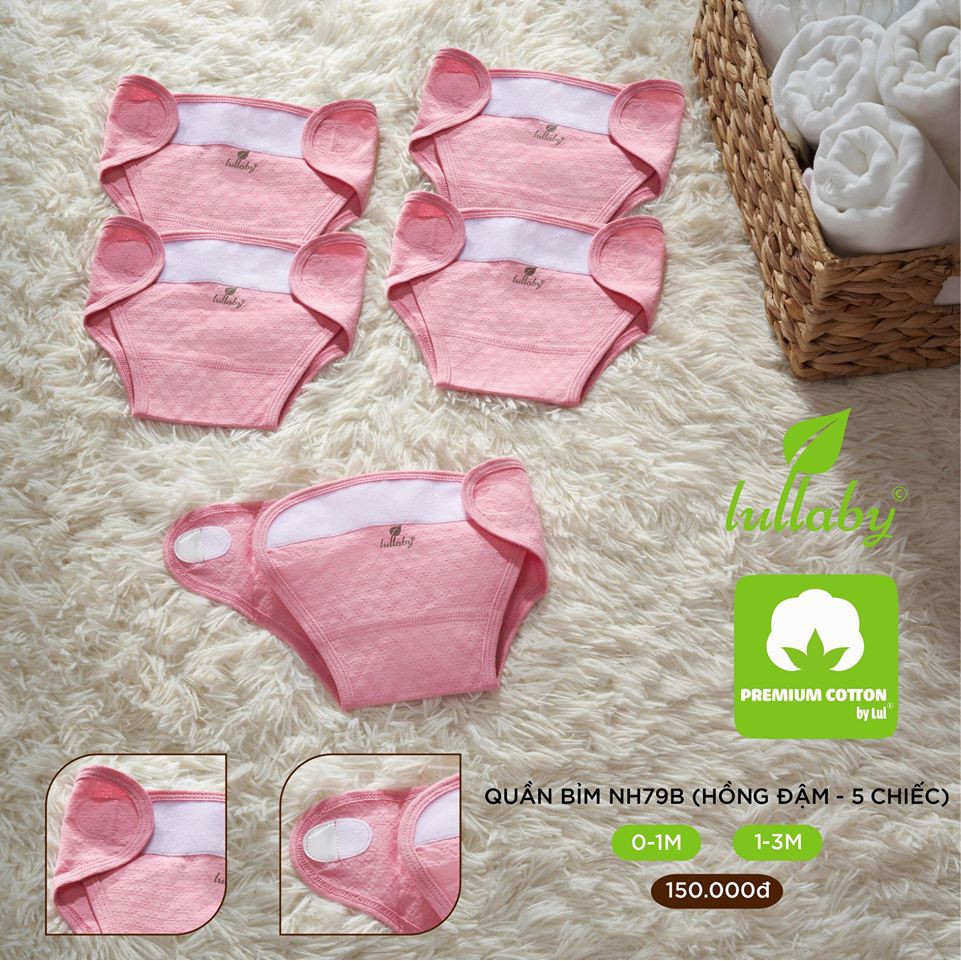 NH79B.3 - Quần bỉm sơ sinh Lullaby màu hồng đậm