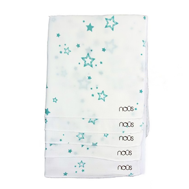 Set 5 khăn sữa Nous màu trắng ngôi sao xanh