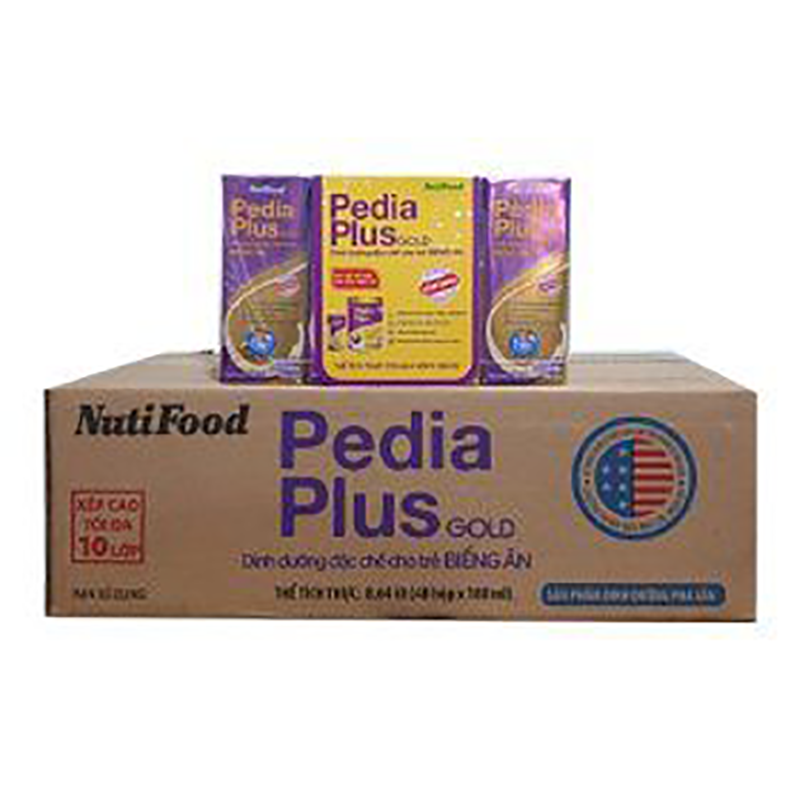 Sữa bột pha sẵn Pedia Plus Gold 180ml (trẻ từ 1 tuổi trở lên) - Thùng 48 hộp
