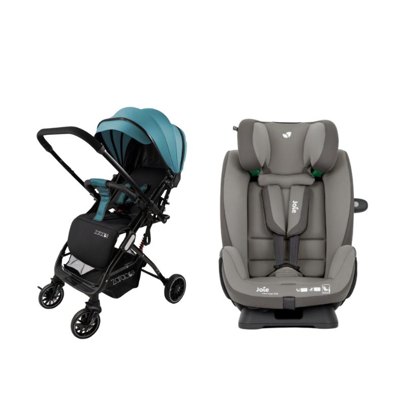 Xe Đẩy Trẻ Em Gấp Gọn Zaracos Evian 2996 + Ghế Ngồi Ô Tô Joie Every Stage R129 Cobble Stone