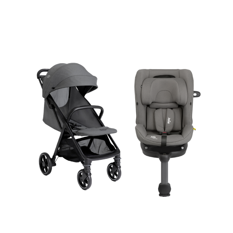 Xe Đẩy Trẻ Em Joie Parcel LX Signature Ebony + Ghế Ngồi Ô Tô Trẻ Em Joie I-Pivot Grow Thunder