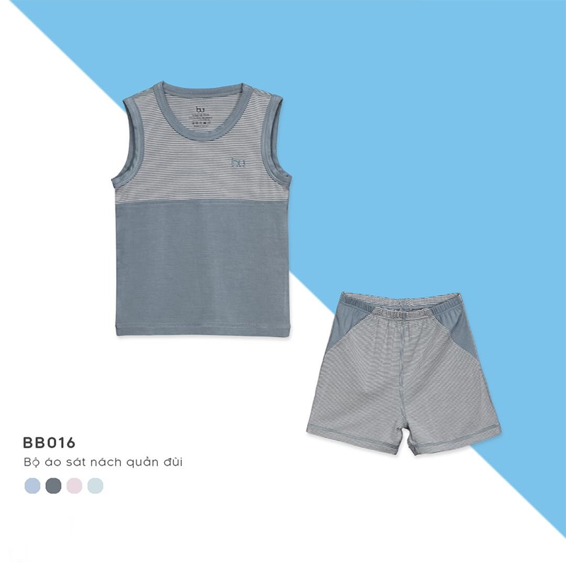 BB016.Green- Bộ đồ ba lỗ cho bé- Bu