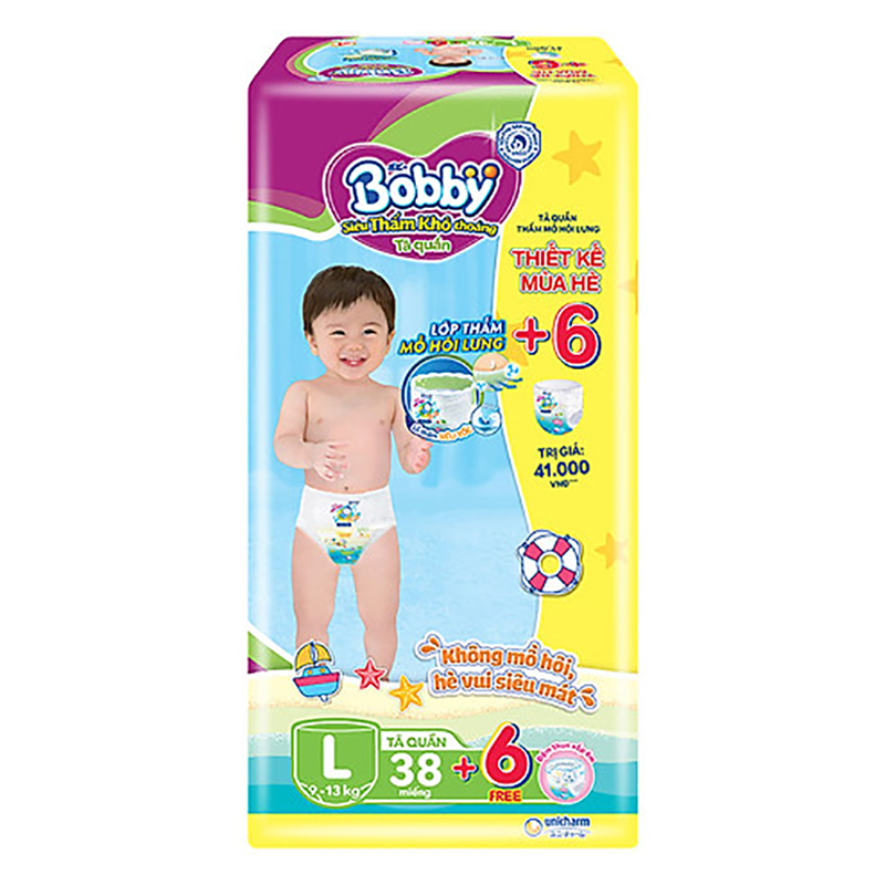 Bỉm - Tã quần Bobby Fresh Pants Size L - 38 miếng thêm 6 miếng (9 - 13kg)