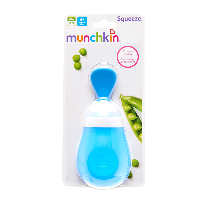 Bình thìa ăn dặm Munchkin màu xanh dương
