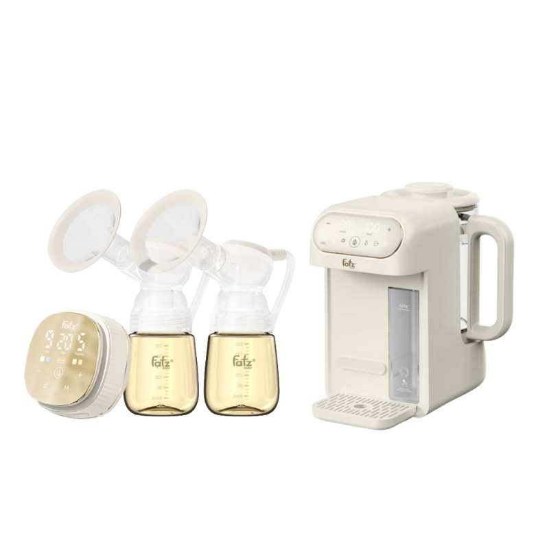 Combo Máy Hút Sữa Điện Đôi Fatzbaby Resonance 12 Plus + Máy Đun Và Hâm Nước Pha Sữa Thông Minh Tiện Lợi Fatzbaby Smart 12 Plus