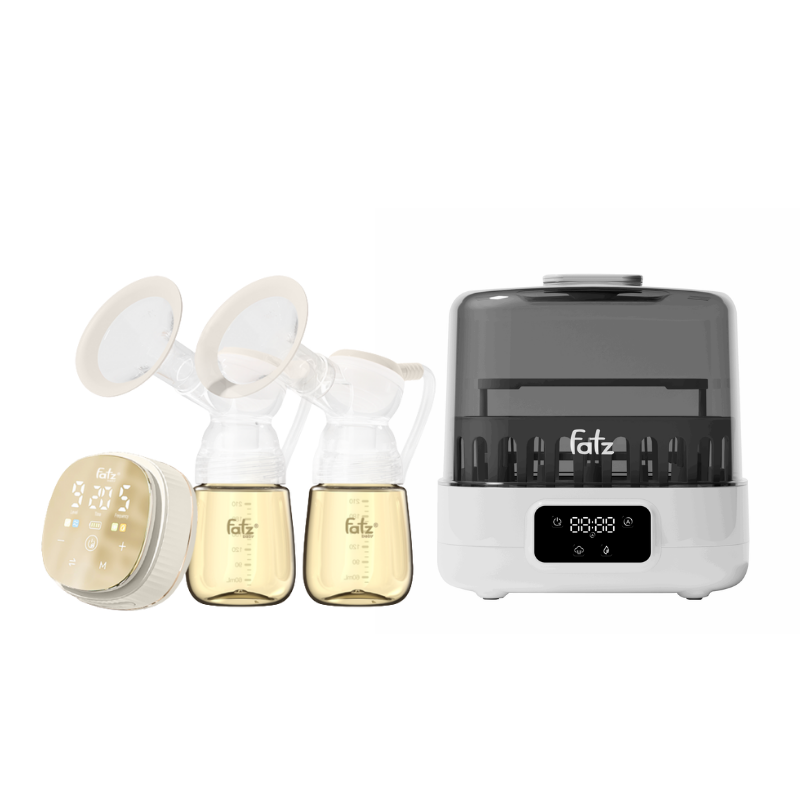 Combo Máy Hút Sữa Điện Đôi Fatzbaby Resonance 12 Plus + Máy Tiệt Trùng Hơi Nước Sấy Khô Siêu Tốc Thông Minh Fatzbaby Sumo 7 Plus