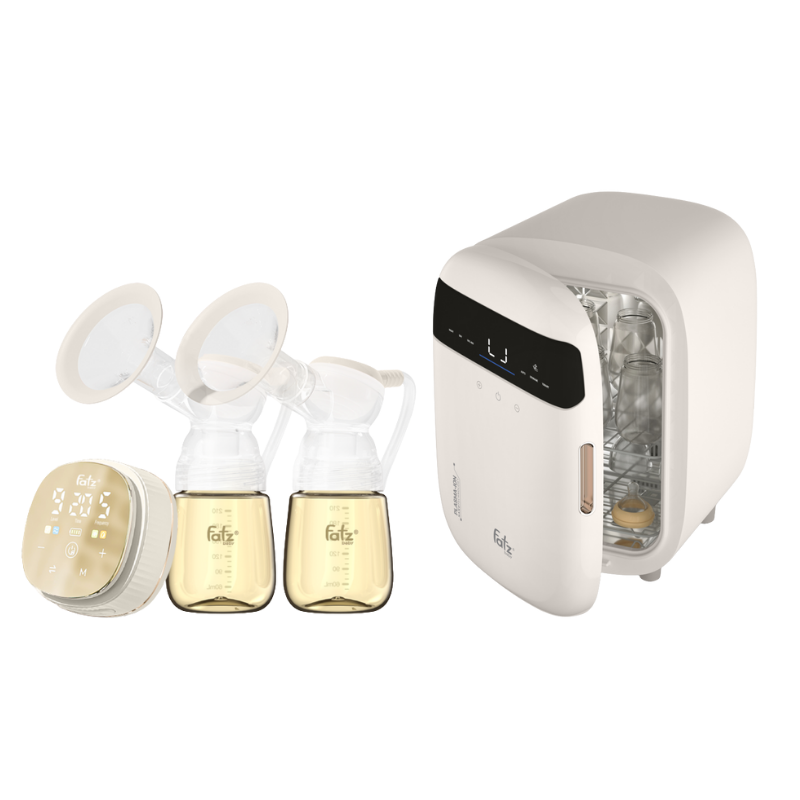 Combo Máy Hút Sữa Điện Đôi Fatzbaby Resonance 12 Plus +  Máy Tiệt Trùng Sấy Khô Fatzbaby UVC-LED Công Nghệ Nano Plasma Ion PLASMAX 3