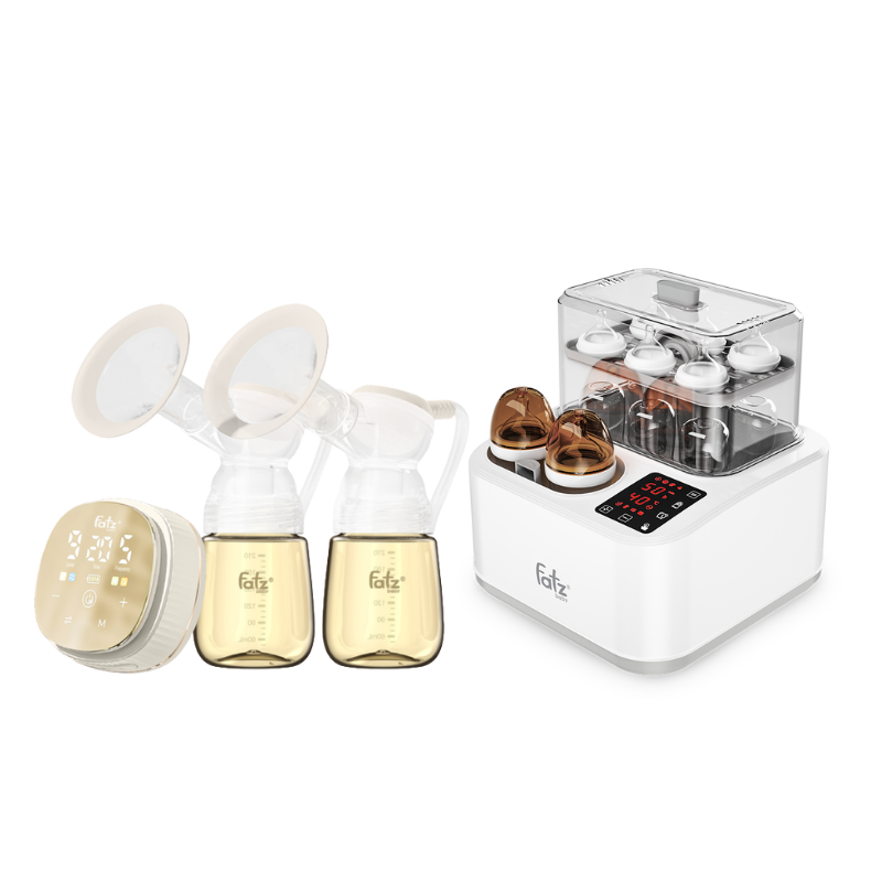 Combo Máy Hút Sữa Điện Đôi Fatzbaby Resonance 12 Plus + Máy Tiệt Trùng Sấy Khô Nấu Cháo Thông Minh Tích Hợp Máy Hâm Sữa Fatzbaby Captain 2