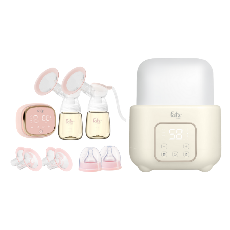 Combo Máy Hút Sữa Điện Đôi - Fatzbaby Resonance 6+ Plus + Máy Hâm Sữa Và Tiệt Trùng Điện Tử 2 Bình Fatzbaby Duo 10