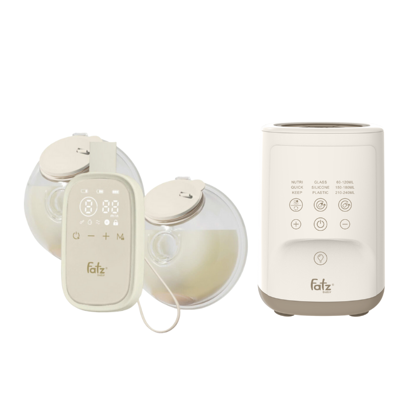 Combo Máy Hút Sữa Điện Đôi Rảnh Tay Fatzbaby TwinFree 5 + Máy Hâm Sữa Và Lắc Sữa Thông Minh Fatzbaby Mono 16 Plus