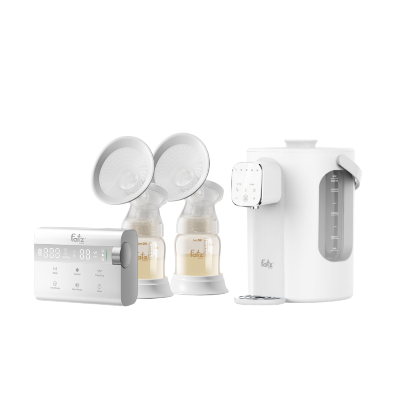Combo Máy Hút Sữa Điện Đôi Rung Mát Xa Fatzbaby Resonance 14 Plus + Máy Đun Và Hâm Nước Pha Sữa Thông Minh Tiện Lợi Fatzbaby Smart 11 Plus