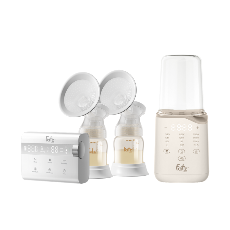 Combo Máy Hút Sữa Điện Đôi Rung Mát Xa Fatzbaby Resonance 14 Plus + Máy Hâm Sữa & Tiệt Trùng Siêu Tốc Thông Minh Fatzbaby Mono 11 Plus