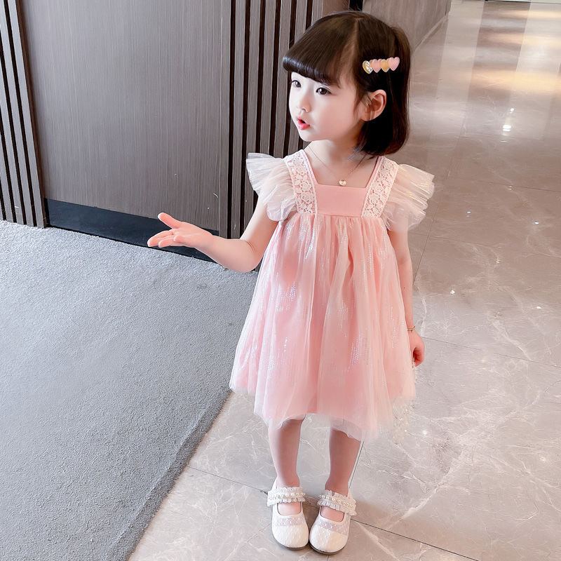 DV549 - Đầm Babydoll Cho Bé Phối Ren - Màu Hồng