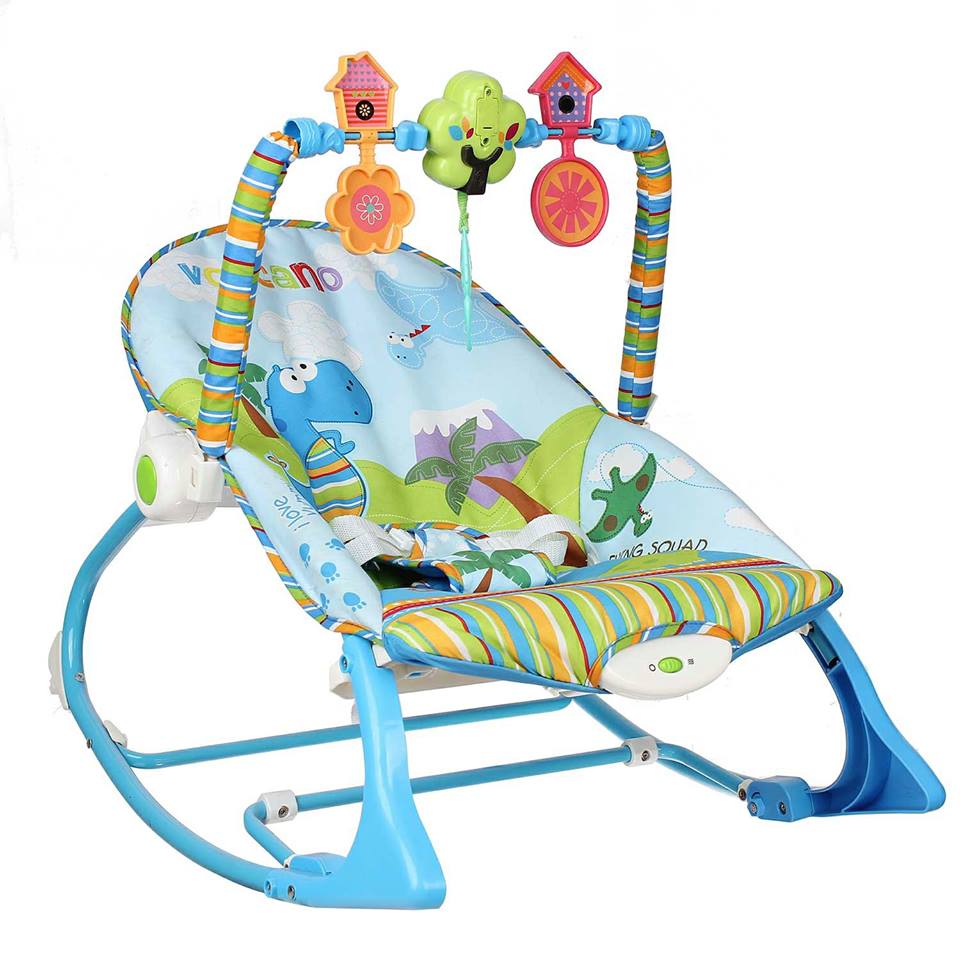 Ghế rung có nhạc và thanh đồ chơi vận động Konig Kids KK63562 - Màu xanh