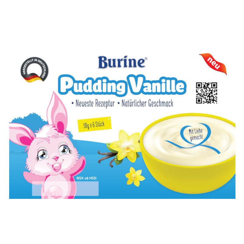 Pudding Burine Vanilla dành cho trẻ từ 6 tháng (6 x 50g)