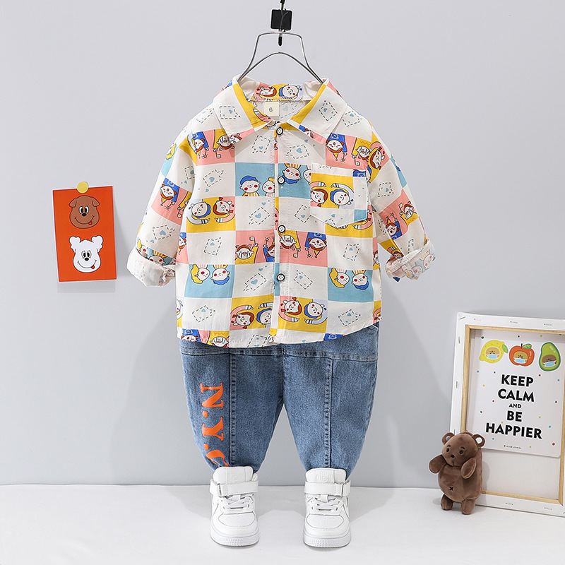 ST525 - Set Quần Jean Và Áo Sơ Mi Dài Tay Bé Yêu