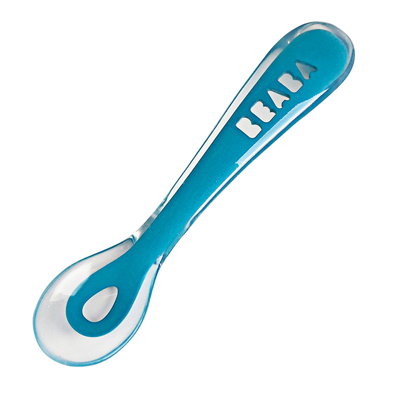 Thìa Cầu Vồng Chống Trượt Silicone Béaba Xanh Blue