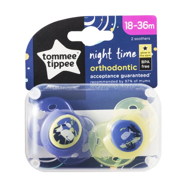Ty ngậm dạ quang cho bé Tommee Tippee Night Time 18-36 tháng (vỉ đôi) – Cá Voi