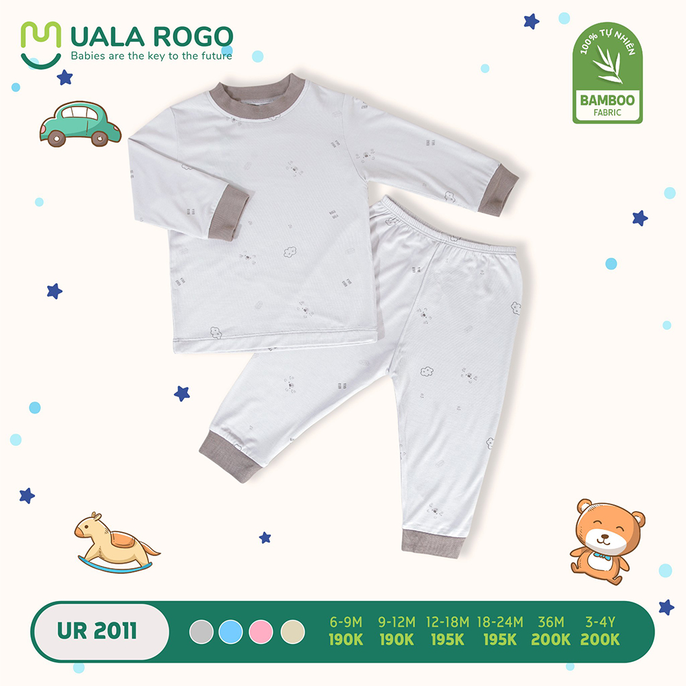 UR2011.2 - Bộ áo cổ lọ và quần giữ nhiệt vải sợi tre Uala Rogo - Xám