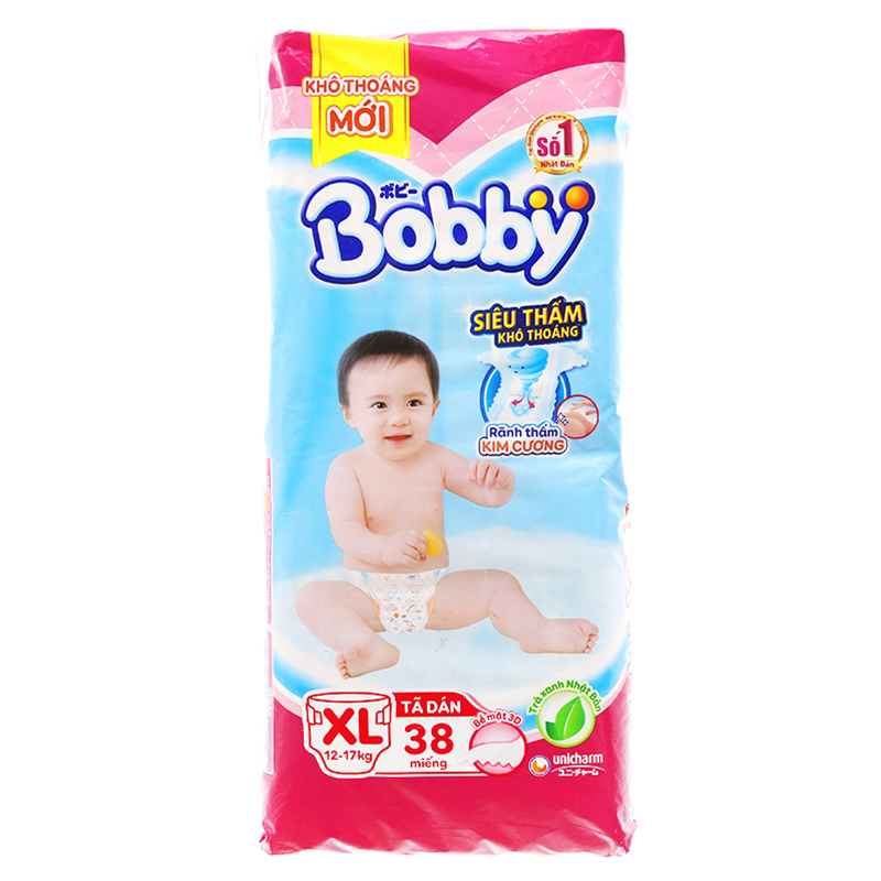 Bỉm - Tã dán Bobby Fresh Siêu Mỏng Size XL - 38 miếng (12 - 17kg)