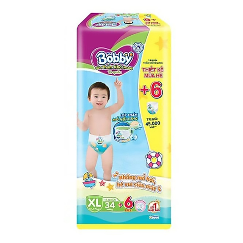 Bỉm - Tã quần Bobby Fresh Pants size XL - 34 thêm 6 miếng (12 - 17kg)