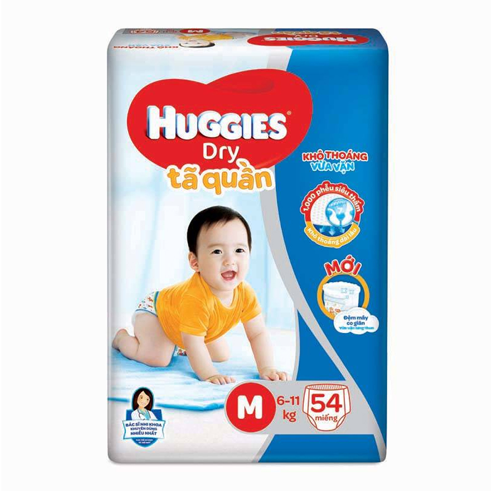 Bỉm - Tã quần Huggies size M - 54 miếng (Cho bé 6 - 11kg)
