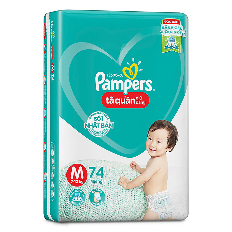 Bỉm - Tã quần Pampers SJ KM NTD size M 74 miếng (Bé 7-12kg)
