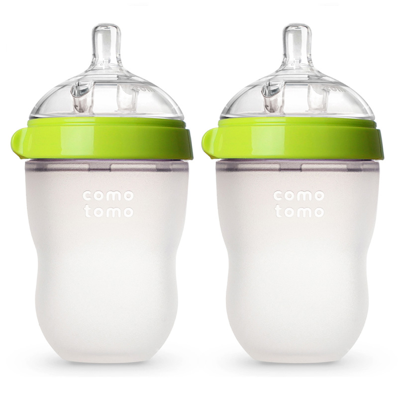 Bộ hai bình silicone Comotomo 250ml - Xanh