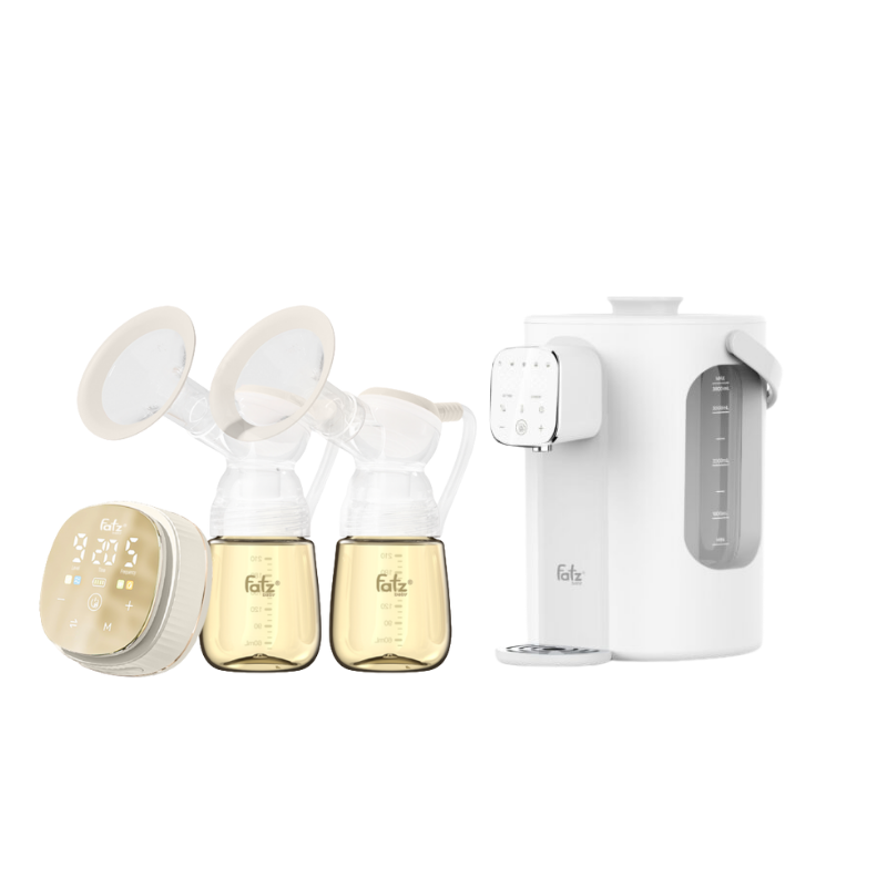 Combo Máy Hút Sữa Điện Đôi Fatzbaby Resonance 12 Plus + Máy Đun Và Hâm Nước Pha Sữa Thông Minh Tiện Lợi Fatzbaby Smart 11 Plus