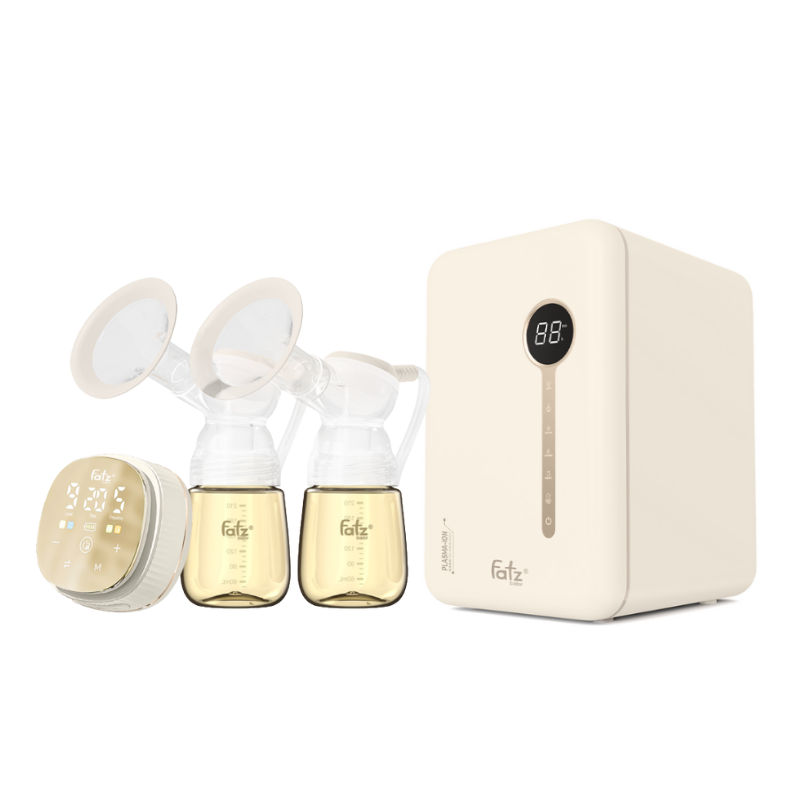 Combo Máy Hút Sữa Điện Đôi Fatzbaby Resonance 12 Plus + Máy Tiệt Trùng Sấy Khô Khử Mùi UVC-LED Công Nghệ Nano Plasma Ion Fatzbaby PLASMAX 5