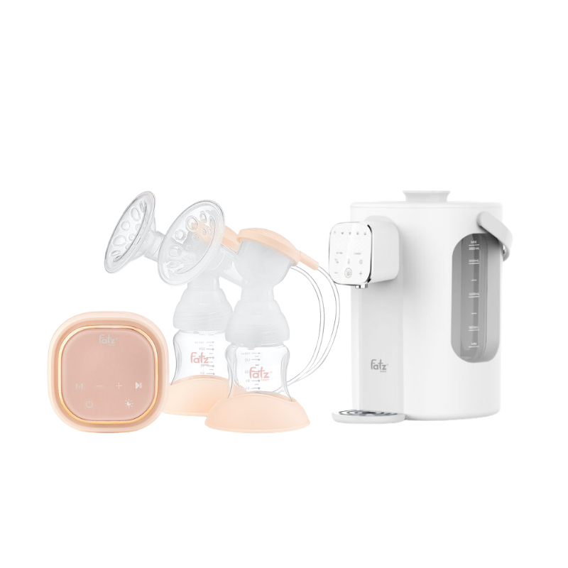 Combo Máy Hút Sữa Điện Đôi Fatzbaby Resonance 3 +  Máy Đun Và Hâm Nước Pha Sữa Thông Minh Tiện Lợi Fatzbaby Smart 11 Plus